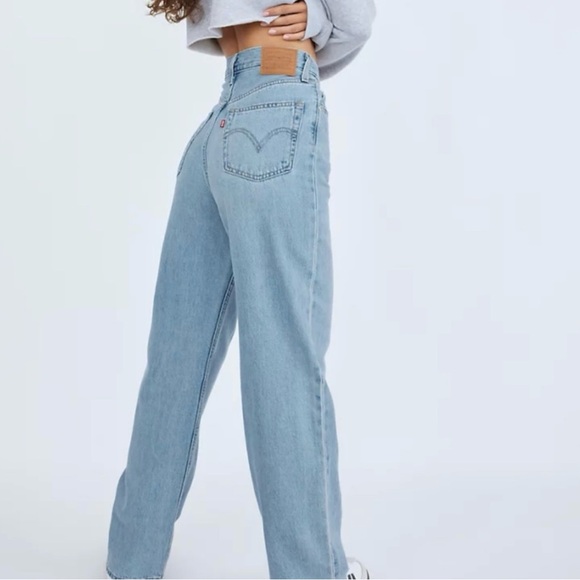 Levis Premium High Loose Light Wash Blue Wide Leg Jeans Size 27 - Picture 11 of 11